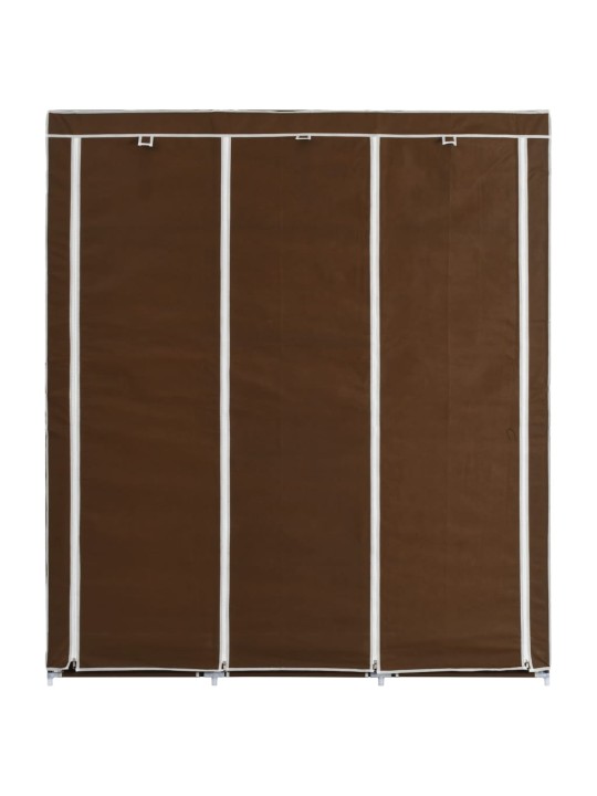 Šatní skříň s přihrádkami a tyčemi hnědá 150x45x175 cm textil