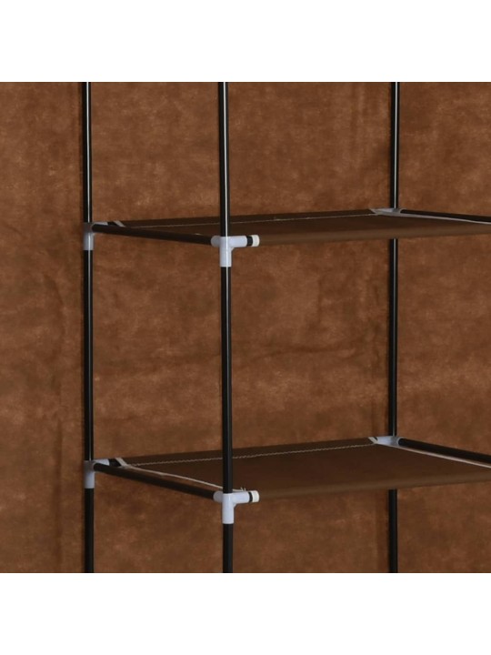 Šatní skříň s přihrádkami a tyčemi hnědá 150x45x175 cm textil