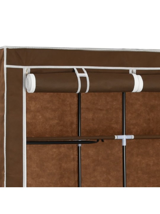 Šatní skříň s přihrádkami a tyčemi hnědá 150x45x175 cm textil