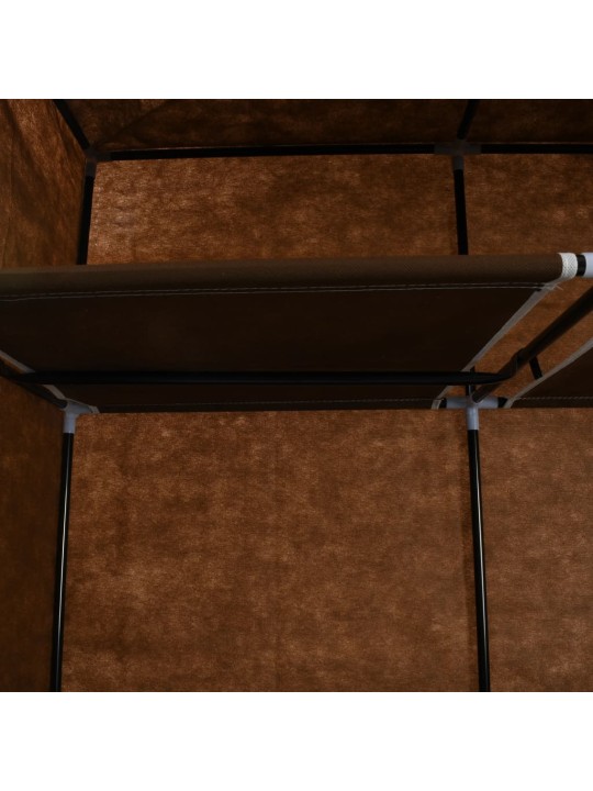 Šatní skříň s přihrádkami a tyčemi hnědá 150x45x175 cm textil