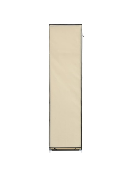 Šatní skříň s přihrádkami a tyčemi krémová 150x45x175 cm textil