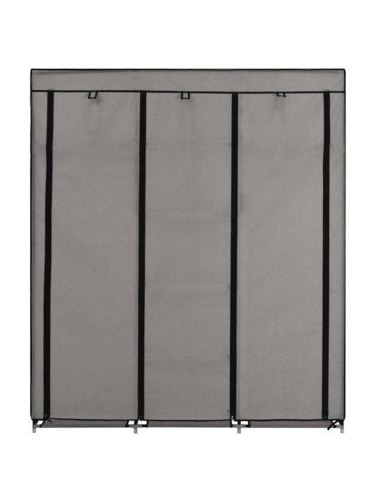Šatní skříň s přihrádkami a tyčemi šedá 150x45x175 cm textil
