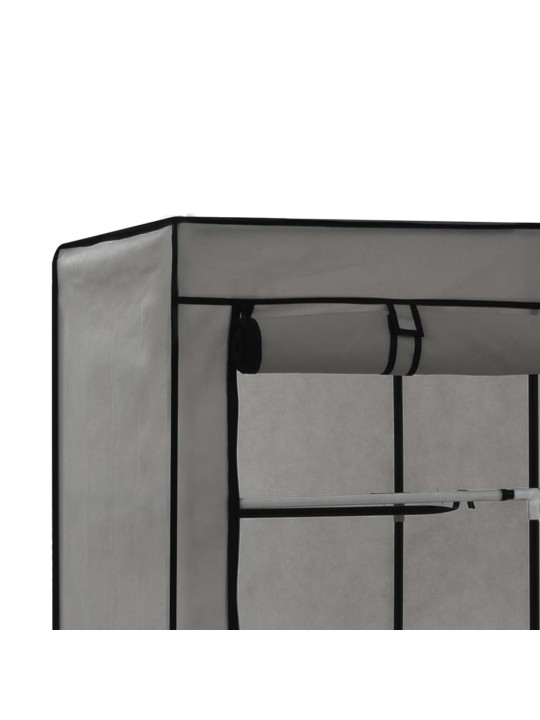 Šatní skříň s přihrádkami a tyčemi šedá 150x45x175 cm textil