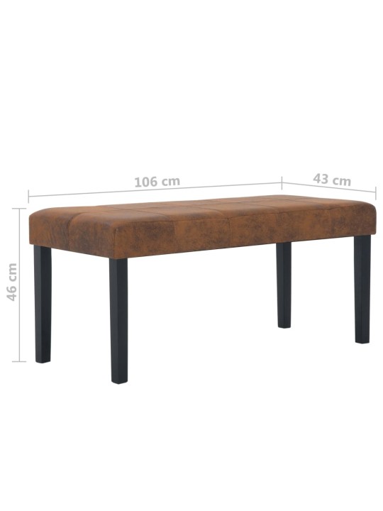 Lavice 106 cm hnědá umělá semišová kůže