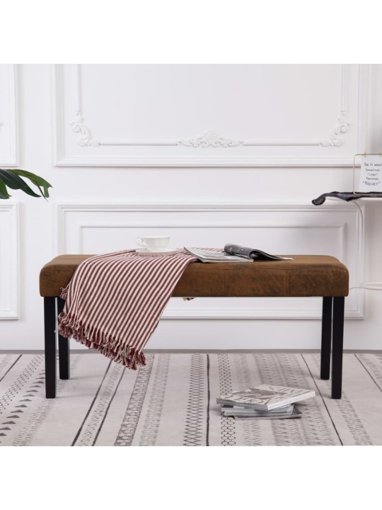 Lavice 106 cm hnědá umělá semišová kůže