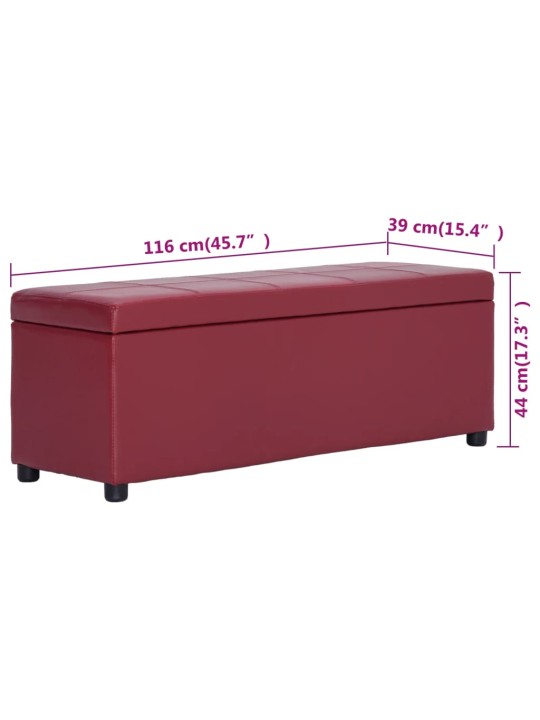 Lavice s úložným prostorem 116 cm vínová umělá kůže