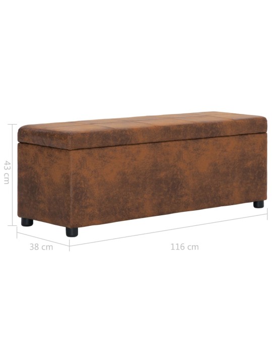 Lavice s úložným prostorem 116 cm hnědá umělá broušená kůže