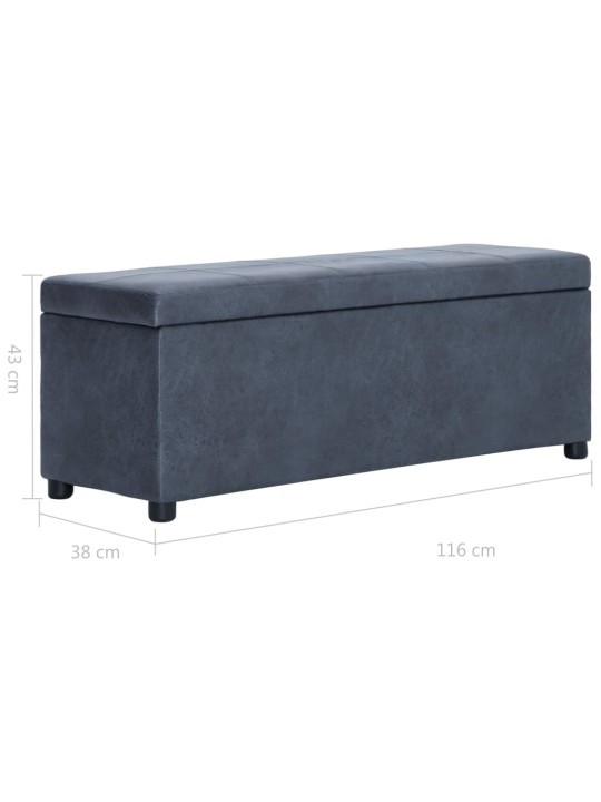 Lavice s úložným prostorem 116 cm šedá umělá broušená kůže