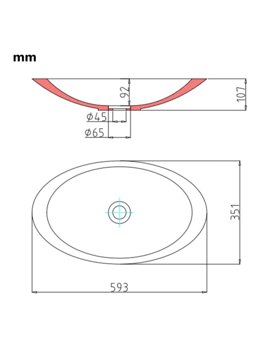 Umyvadlo 59,3x35,1x10,7 cm minerální/mramorový kompozit bílé
