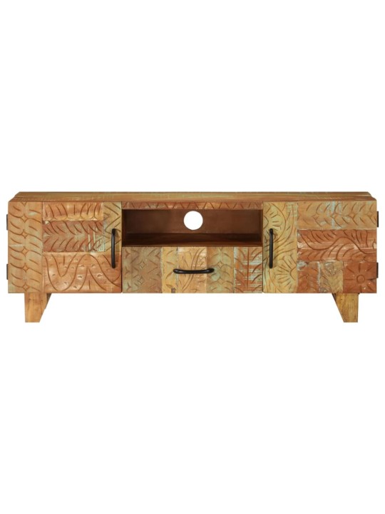 Ručně vyřezávaná TV skříň 120x30x40cm masivní recyklované dřevo