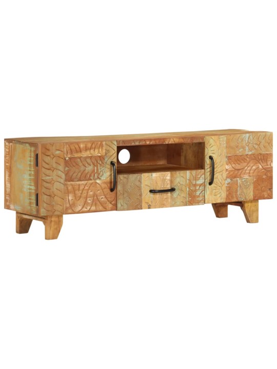 Ručně vyřezávaná TV skříň 120x30x40cm masivní recyklované dřevo