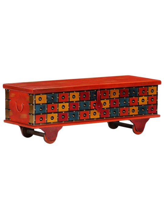 Úložný box červený 110 x 40 x 40 cm masivní akáciové dřevo
