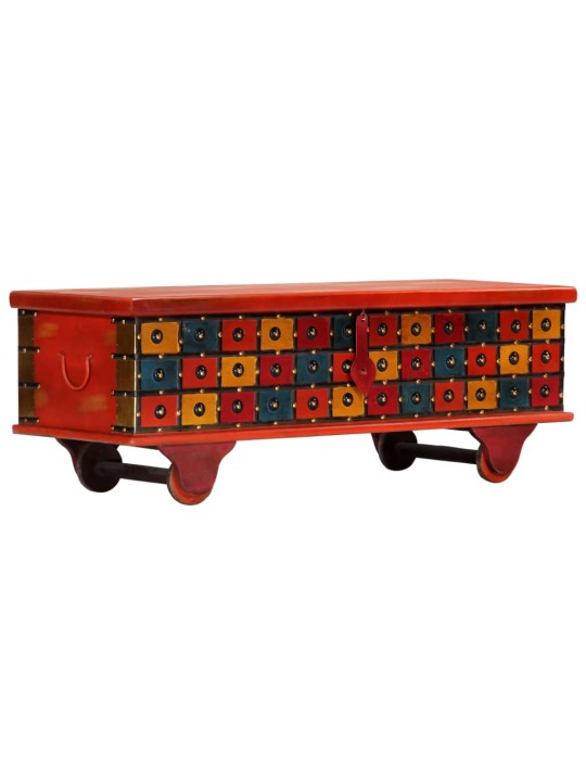 Úložný box červený 110 x 40 x 40 cm masivní akáciové dřevo