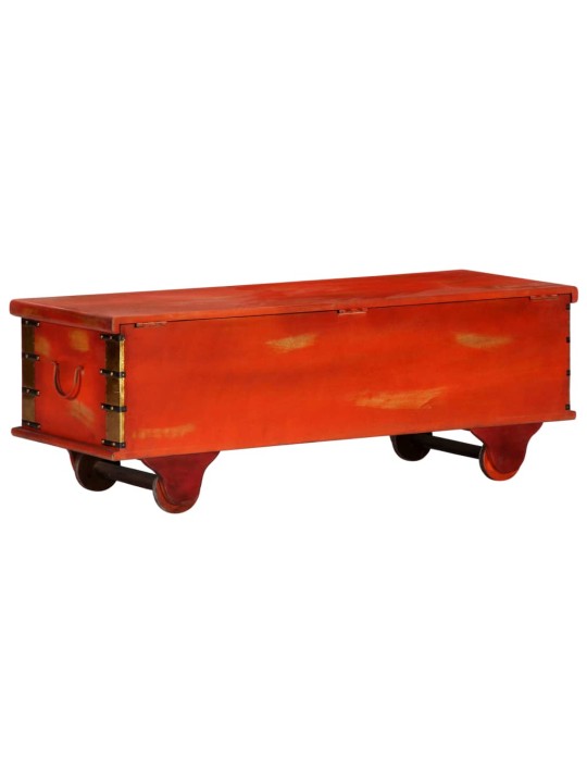 Úložný box červený 110 x 40 x 40 cm masivní akáciové dřevo