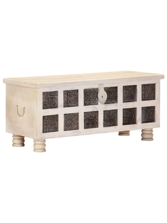 Úložný box bílý 110 x 40 x 45 cm masivní akáciové dřevo