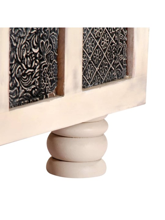 Úložný box bílý 110 x 40 x 45 cm masivní akáciové dřevo