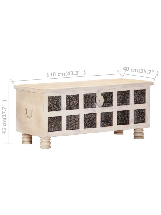 Úložný box bílý 110 x 40 x 45 cm masivní akáciové dřevo