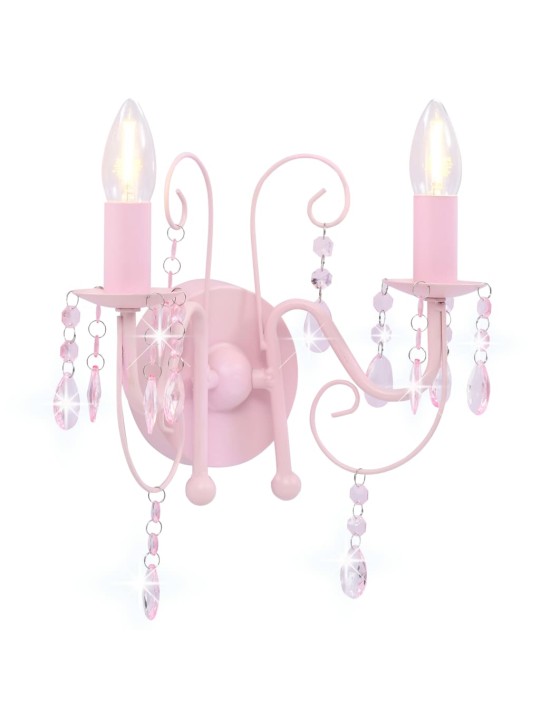 Nástěnná lampa s korálky růžová 2 x žárovka E14