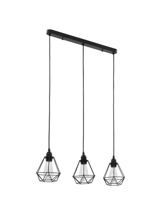 Stropní svítidlo s diamantovým designem černé 3 x žárovky E27