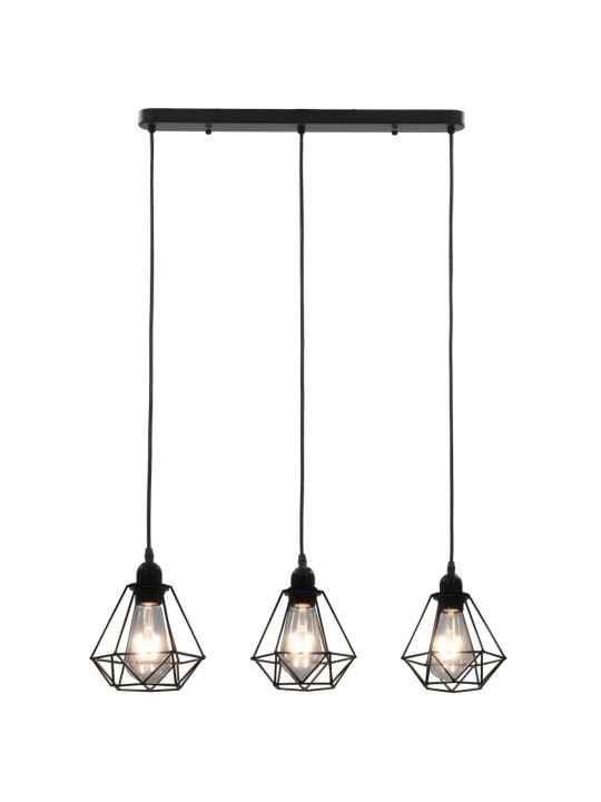 Stropní svítidlo s diamantovým designem černé 3 x žárovky E27