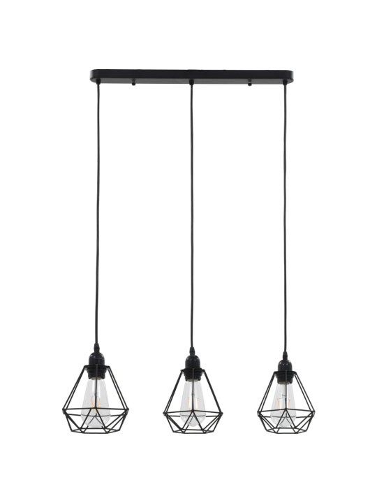 Stropní svítidlo s diamantovým designem černé 3 x žárovky E27