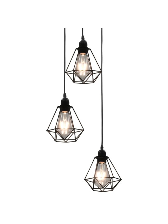 Stropní lampa s diamantovým designem černá 3 x žárovka E27