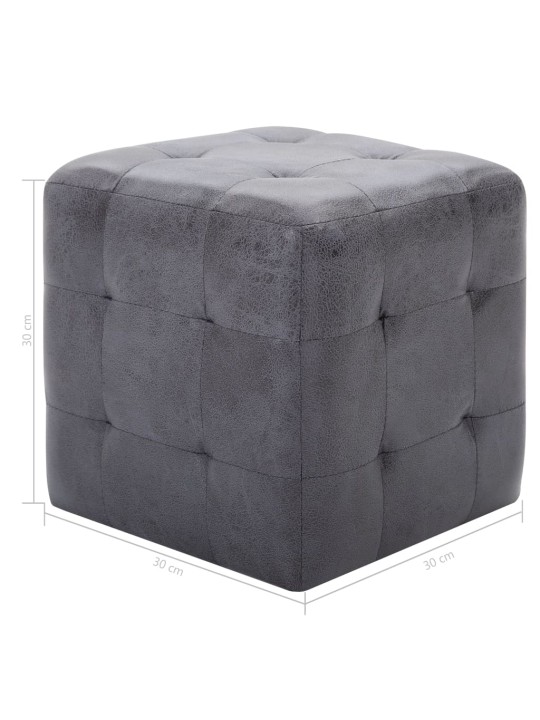 Noční stolky 2 ks šedé 30 x 30 x 30 cm umělá broušená kůže