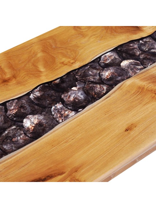 Konferenční stolek 100 x 50 x 40 cm masivní teak a polyresin