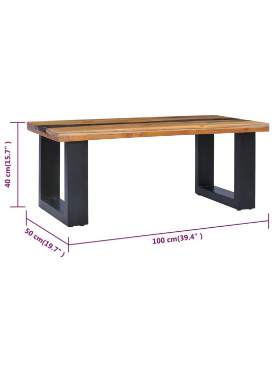 Konferenční stolek 100 x 50 x 40 cm masivní teak a polyresin
