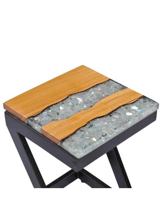 Konferenční stolek 30 x 30 x 50 cm masivní teak a polyresin