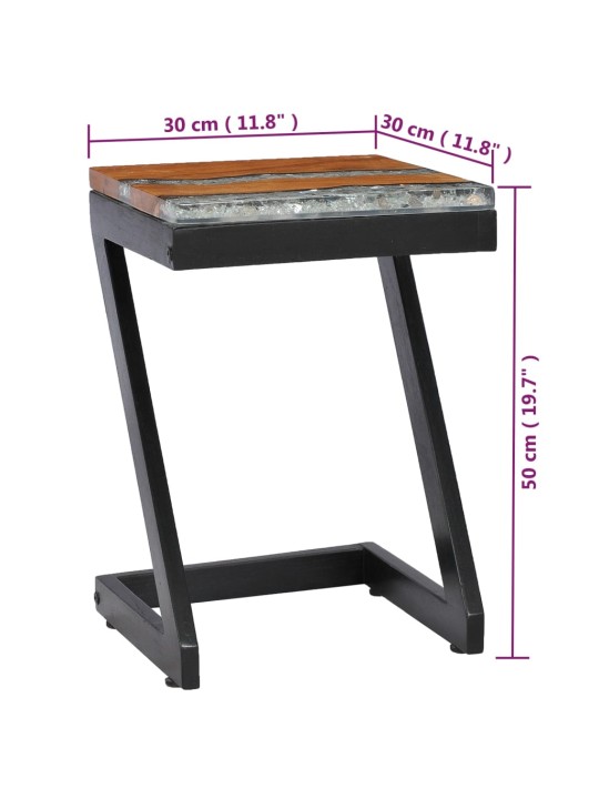 Konferenční stolek 30 x 30 x 50 cm masivní teak a polyresin