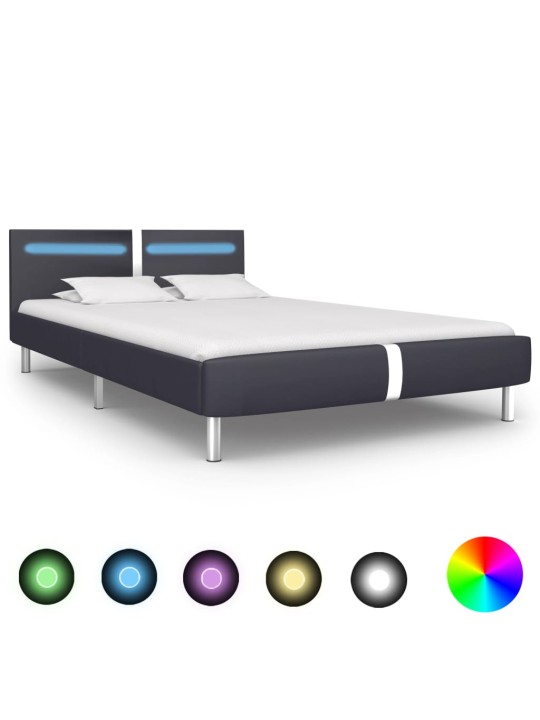 Rám postele s LED světlem černý umělá kůže 140 x 200 cm