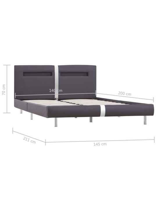 Rám postele s LED světlem černý umělá kůže 140 x 200 cm