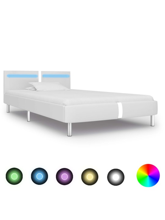 Rám postele s LED světlem bílý umělá kůže 90 x 200 cm