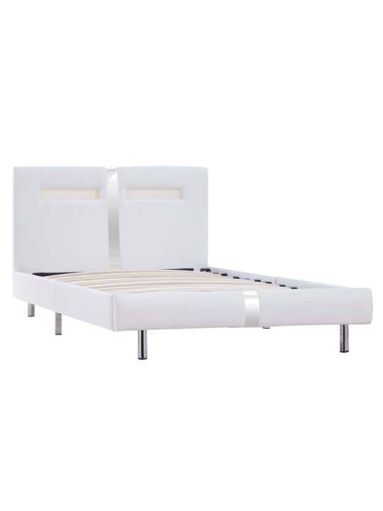 Rám postele s LED světlem bílý umělá kůže 90 x 200 cm