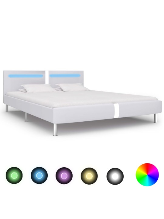 Rám postele s LED světlem bílý umělá kůže 180 x 200 cm