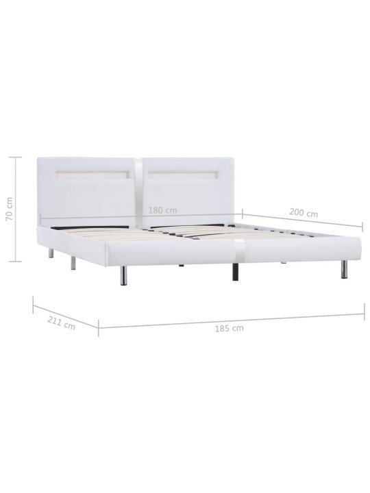 Rám postele s LED světlem bílý umělá kůže 180 x 200 cm