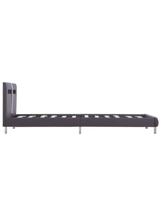 Rám postele s LED šedý umělá kůže 90 x 200 cm