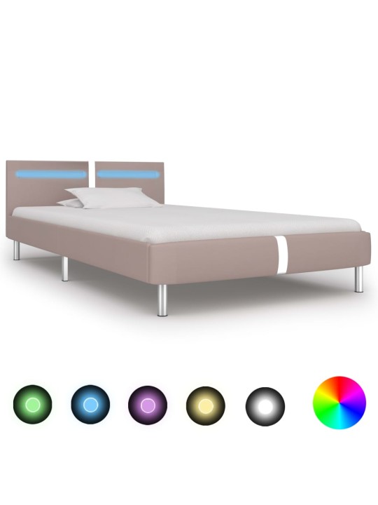 Rám postele s LED cappuccino umělá kůže 90 x 200 cm