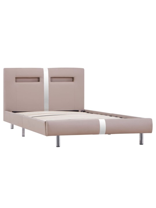 Rám postele s LED cappuccino umělá kůže 90 x 200 cm