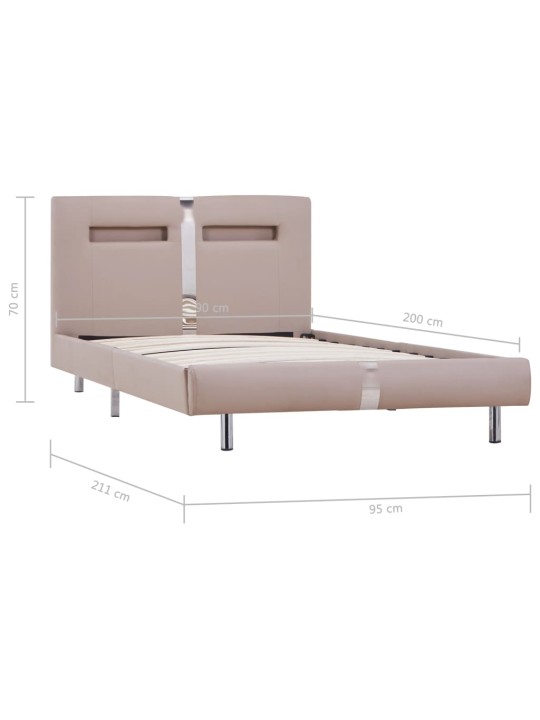 Rám postele s LED cappuccino umělá kůže 90 x 200 cm