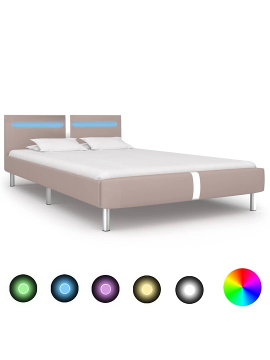 Rám postele s led bez matrace cappuccino 135x190 cm