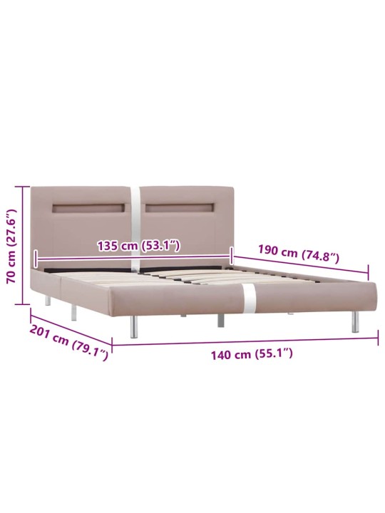 Rám postele s led bez matrace cappuccino 135x190 cm