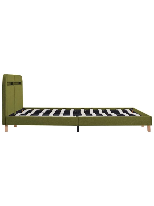 Rám postele s led bez matrace zelená látka 150x200 cm