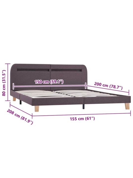 Rám postele s led bez matrace taupe látka 150x200 cm