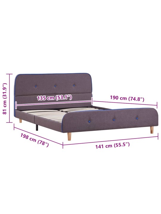 Rám postele bez matrace taupe látka 135x190 cm