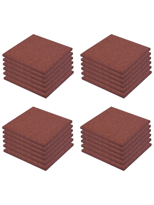Protipádové dlaždice 24 ks pryžové 50 x 50 x 3 cm červené