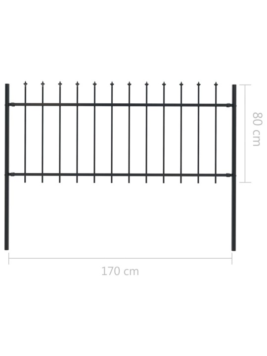 Zahradní plot s hroty ocel 1,8 m černý