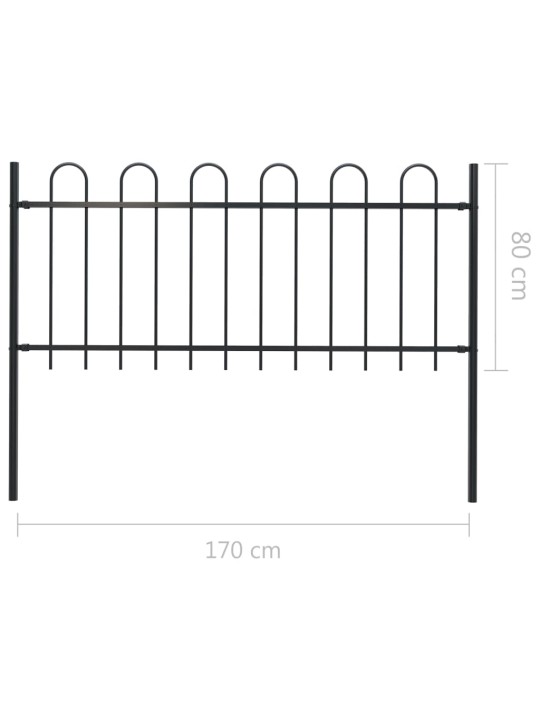 Zahradní plot s obloučky ocelový 1,8 m černý