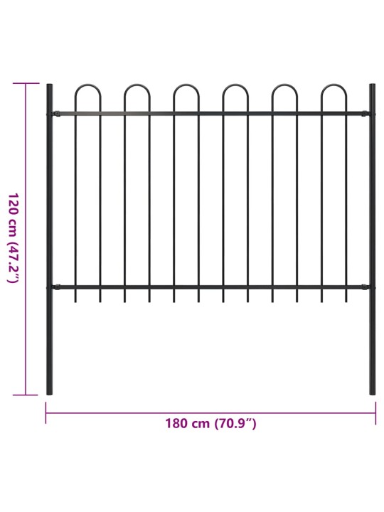 Zahradní plot s obloučky ocelový 1,8 m černý